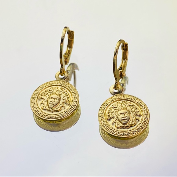 Gold Medusa Earrings - Picture 1 of 6